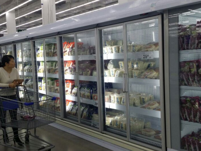 Supermarket energy saving renovation multi-deck glass door system